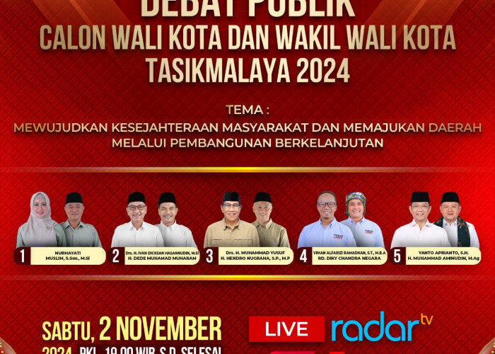 Perdana! Persaingan Ketat Lima Calon Pasangan di Debat Calon Wali Kota dan Wakil Wali Kota Tasikmalaya 2024