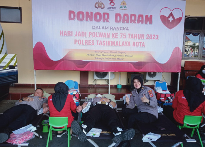 Sambut Hari Jadi Polwan ke-75, Personel Polres Tasikmalaya Kota Gelar Donor Darah