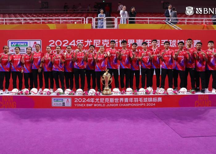 Lagu Indonesia Raya Berkumandang di Nanchang China, Tim Badminton Indonesia Juara Piala Suhandinata 2024