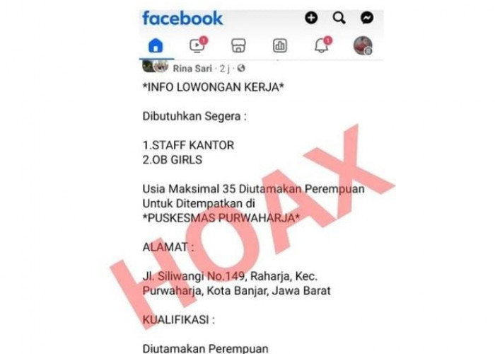 Informasi Lowongan Kerja di Puskesmas Purwaharja Media Sosial, Dinkes Kota Banjar: Itu Hoax