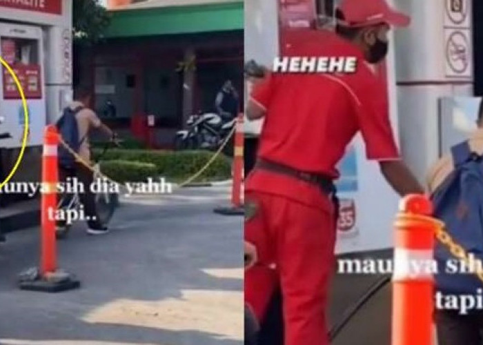 Aksi Petugas SPBU di Bandung Viral dan Mendapat Pujian Setelah Pura Pura Isi Bensin Anak yang Bawa Sepeda 