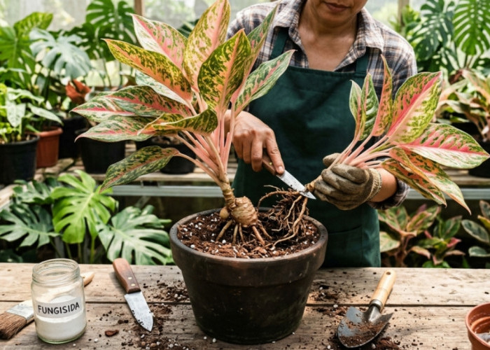 Cara Aman Memisahkan Anakan Aglaonema Lady Valentine dari Bonggol, Biar Tanaman Cepat Tumbuh Subur