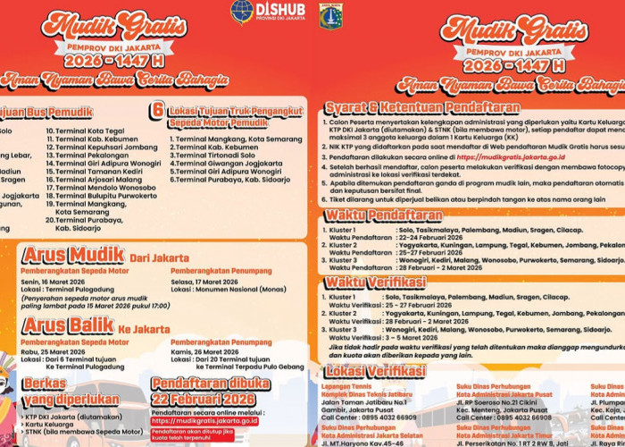 Berikut Link Pendaftaran, Syarat dan Rute Mudik Gratis Pemprov DKI 2026, Ada Tujuan Tasikmalaya