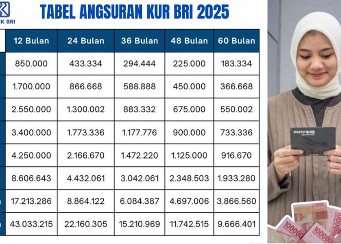 Terbaru Tabel Angsuran KUR BRI 2025: Pinjaman Mulai Rp 10 Juta, Simak Syarat dan Cara Pengajuannya