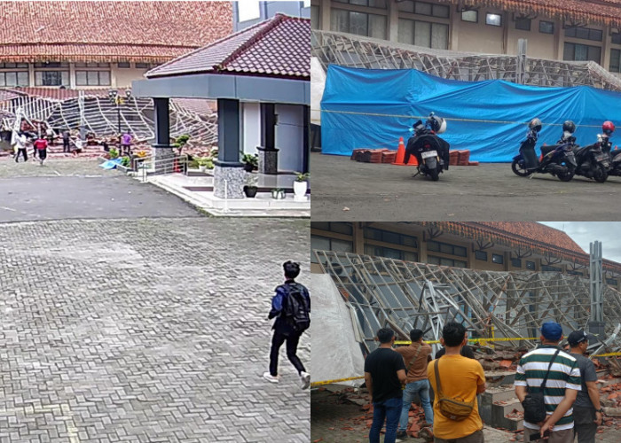 Atap Gazebo FKIP Unsil Tasikmalaya Ambruk, Belasan Mahasiswa Terluka