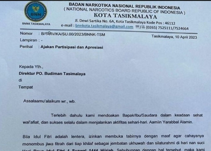 WADUH, Surat Minta THR ke PO Bus Budiman Beredar, Kepala BNN Kota Tasikmalaya: Mohon Maaf