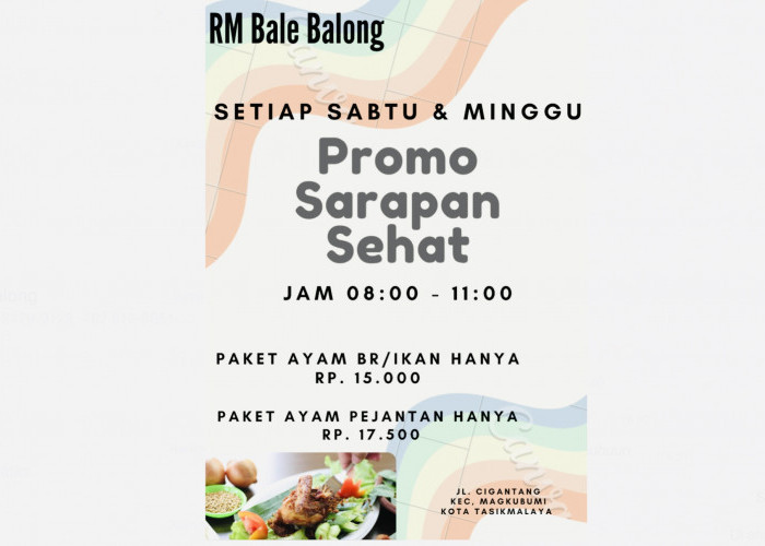 Promo Sarapan Sehat Cuma di RM Bale Balong, Tiap Sabtu Minggu Ada Paket Murah Lho