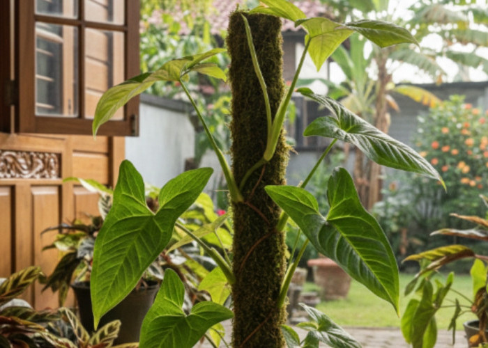 Coba Cara Ini! Tanaman Hias Syngonium Bisa Cepat Besar, Pakai Turus Lumut Daun Auto Lebar dan Menjulang