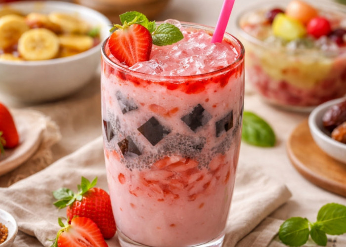 Ide Jualan Takjil Ramadhan 2026 Yang Laris Manis: Es Stroberi Cincau Creamy Begini Resepnya!
