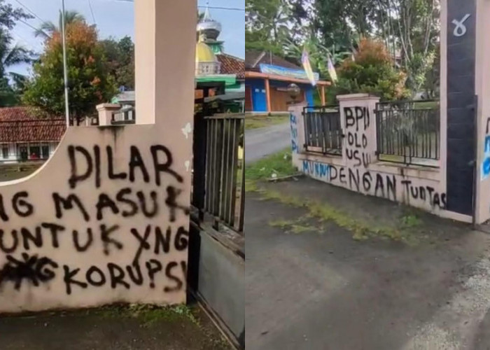 Kantor Desa di Tasikmalaya Dicoret Warga, Protes Dugaan Korupsi Dana Desa Rp200 Juta