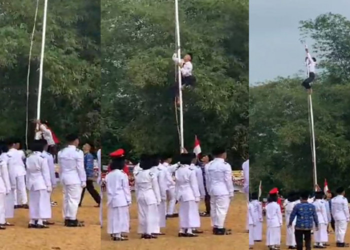 Aksi Heroik Siswa Madrasah di Kabupaten Tasikmalaya: Panjat Tiang Bendera Demi Lancarnya Upacara