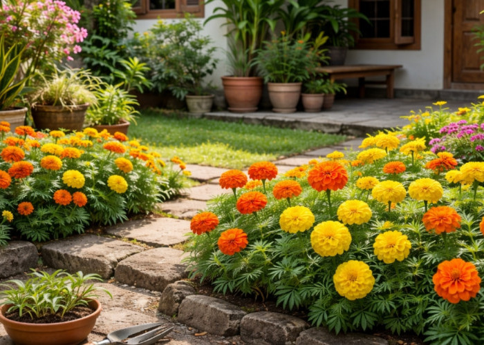 Marigold di Halaman Rumah, Tanaman Hias Cantik Tahan Panas dengan Manfaat Kesehatan dan Nilai Ekonomi Tinggi