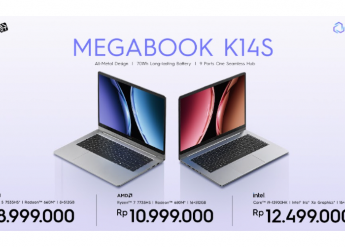 TECNO MEGABOOK K14S Resmi Meluncur, Laptop AI Tipis dengan 9 Port dan Baterai Super Awet