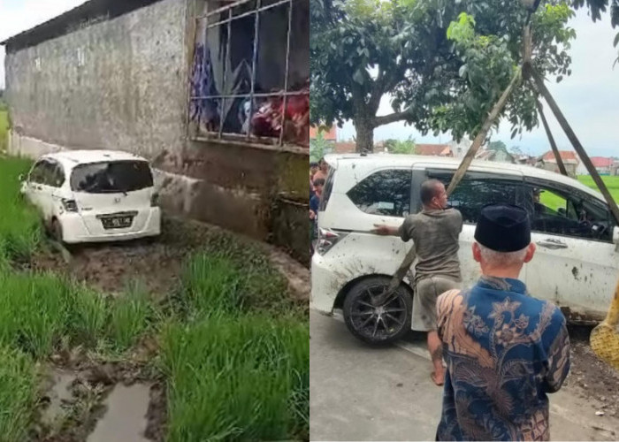 Diduga Sopir Mengantuk, Mobil Honda Freed Terperosok ke Sawah Kota Tasikmalaya