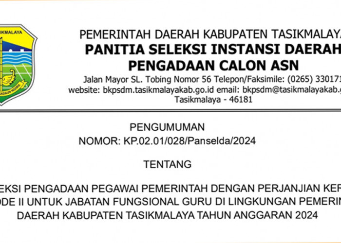 Pendaftaran PPPK Periode II Kabupaten Tasikmalaya Dibuka, Jadwal Seleksi, Formasi Guru dan Kisaran Gaji